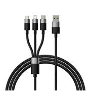 Baseus StarSpeed 3v1 Fast Charging Datový Kabel USB-A - USB-C/Lightning/MicroUSB 20W 3.5A 0.6m Black