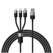 Baseus StarSpeed 3v1 Fast Charging Datový Kabel USB-A - USB-C/Lightning/MicroUSB 20W 3.5A 1.2m Black