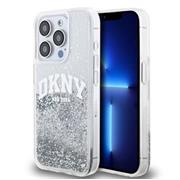 DKNY Liquid Glitter Arch Logo Zadní Kryt pro iPhone 14 Pro Transparent