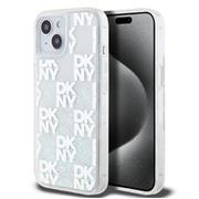 DKNY Liquid Glitter Checkered Pattern Zadní Kryt pro iPhone 15 Transparent