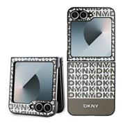 DKNY PU Leather Repeat Pattern Bottom Stripe Zadní Kryt pro Samsung Galaxy Z Flip 6/7 FE Brown