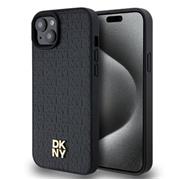 DKNY PU Leather Repeat Pattern Stack Logo Magsafe Zadní Kryt pro iPhone 13 Black