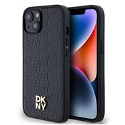 DKNY PU Leather Repeat Pattern Stack Logo Magsafe Zadní Kryt pro iPhone 15 Black