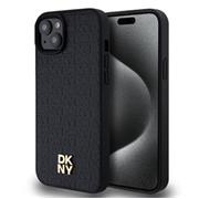 DKNY PU Leather Repeat Pattern Stack Logo Magsafe Zadní Kryt pro iPhone 15 Plus Black