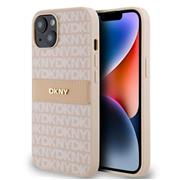 DKNY PU Leather Repeat Pattern Tonal Stripe Zadní Kryt pro iPhone 14 Pink