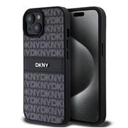 DKNY PU Leather Repeat Pattern Tonal Stripe Zadní Kryt pro iPhone 15 Black