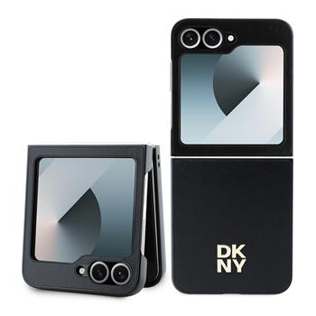 DKNY PU Leather Stack Logo Zadní Kryt pro Samsung Galaxy Z Flip 6/7 FE Black