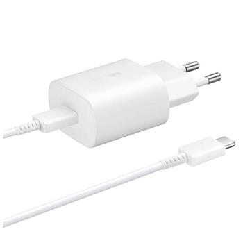 EP-TA800EWE + EP-DA705BWE Samsung 25W Cestovní nabíječka + USB-C/USB-C Datový Kabel White (OOB Bulk)