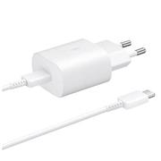 EP-TA800EWE + EP-DA705BWE Samsung 25W Cestovní nabíječka + USB-C/USB-C Datový Kabel White (OOB Bulk)