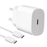 EP-TA800EWE + EP-DG980BWE Samsung 25W Cestovní nabíječka + USB-C/USB-C Datový Kabel White (OOB Bulk)