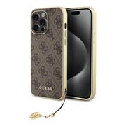 Guess 4G Charms Zadní Kryt pro iPhone 15 Pro Max Brown