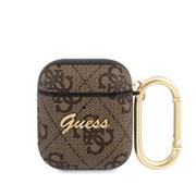 Guess 4G Script PC/PU Pouzdro pro Airpods 1/2 Brown