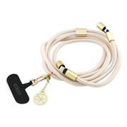 Guess Crossbody Popruh 4G Charm s Nabíjecím Kabelem USB-C/USB-C Beige