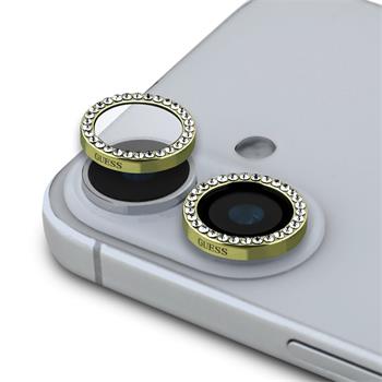 Guess Fixed Glitter Ochrana Čoček pro iPhone 16/16 Plus Gold