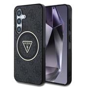 Guess IML 4G Glitter and Triangle Logo MagSafe Zadní Kryt pro Samsung Galaxy S25 Black