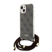 Guess IML 4G Printed Crossbody Popruh Zadní Kryt pro iPhone 15 Brown