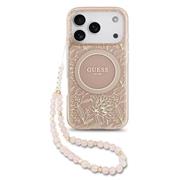 Guess IML Flowers Allover Strap MagSafe Zadní Kryt pro iPhone 17 Pro Pink