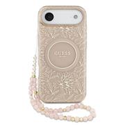 Guess IML Flowers Allover Strap MagSafe Zadní Kryt pro iPhone Air Pink