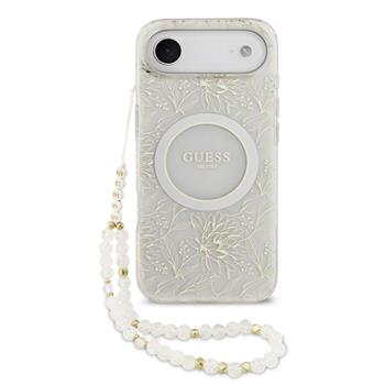 Guess IML Flowers Allover Strap MagSafe Zadní Kryt pro iPhone Air White