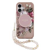 Guess IML Flowers Strap MagSafe Zadní Kryt pro iPhone 17 Pink