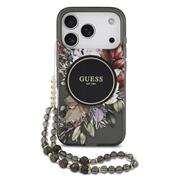 Guess IML Flowers Strap MagSafe Zadní Kryt pro iPhone 17 Pro Black
