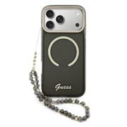Guess IML Glitter Script Strap MagSafe Zadní Kryt pro iPhone 17 Pro Max Black