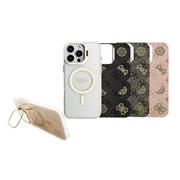 Guess PC/TPU Electroplated Stand Camera Frame MagSafe Zadní Kryt s Vyměnitelným Pozadím pro iPhone 16 Pro Max