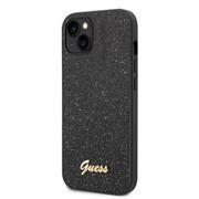 Guess PC/TPU Glitter Flakes Metal Logo Zadní Kryt pro iPhone 14 Black