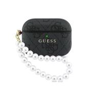Guess PU 4G Classic Logo Pearl Strap Pouzdro pro AirPods Pro 3 Black