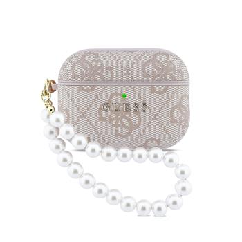 Guess PU 4G Classic Logo Pearl Strap Pouzdro pro AirPods Pro 3 Pink