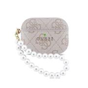 Guess PU 4G Classic Logo Pearl Strap Pouzdro pro AirPods Pro 3 Pink