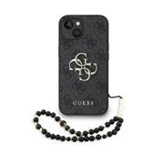 Guess PU 4G Metal Logo Strap Zadní Kryt pro iPhone 15 Black