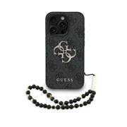 Guess PU 4G Metal Logo Strap Zadní Kryt pro iPhone 15 Pro Black