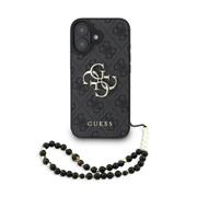 Guess PU 4G Metal Logo Strap Zadní Kryt pro iPhone 16 Black