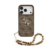 Guess PU 4G Metal Logo Strap Zadní Kryt pro iPhone 17 Pro Brown