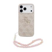 Guess PU 4G Metal Logo Strap Zadní Kryt pro iPhone 17 Pro Max Pink