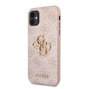 Guess PU 4G Metal Logo Zadní Kryt pro iPhone 11 Pink