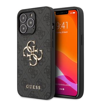 Guess PU 4G Metal Logo Zadní Kryt pro iPhone 13 Pro Max Grey