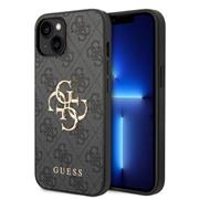 Guess PU 4G Metal Logo Zadní Kryt pro iPhone 14 Plus Grey