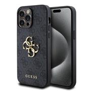 Guess PU 4G Metal Logo Zadní Kryt pro iPhone 14 Pro Max Grey