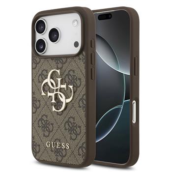 Guess PU 4G Metal Logo Zadní Kryt pro iPhone 17 Pro Brown