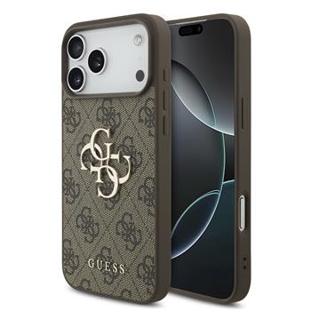 Guess PU 4G Metal Logo Zadní Kryt pro iPhone 17 Pro Max Brown
