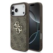 Guess PU 4G Metal Logo Zadní Kryt pro iPhone 17 Pro Max Brown
