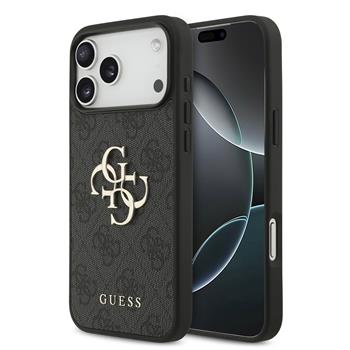 Guess PU 4G Metal Logo Zadní Kryt pro iPhone 17 Pro Max Grey