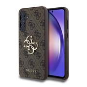Guess PU 4G Metal Logo Zadní Kryt pro Samsung Galaxy A55 5G Brown