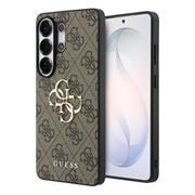 Guess PU 4G Metal Logo Zadní Kryt pro Samsung Galaxy S26 Ultra Brown