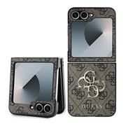 Guess PU 4G Metal Logo Zadní Kryt pro Samsung Galaxy Z Flip 6/7 FE Brown