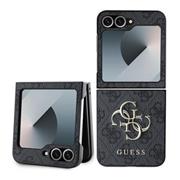 Guess PU 4G Metal Logo Zadní Kryt pro Samsung Galaxy Z Flip 6/7 FE Grey