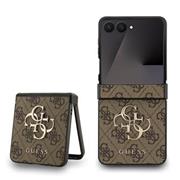 Guess PU 4G Metal Logo Zadní Kryt pro Samsung Galaxy Z Flip 7 Brown