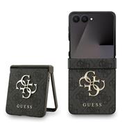 Guess PU 4G Metal Logo Zadní Kryt pro Samsung Galaxy Z Flip 7 Grey